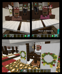 Trades: cobble, emeralds, diamonds blocks, sticks, & white wool